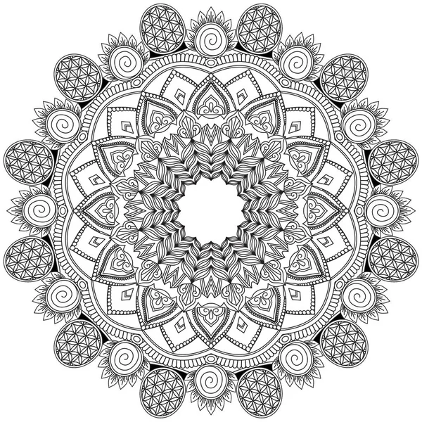 Mandala Intricate Modele Negru Alb Stare Bună Flori Elemente Decorative — Fotografie, imagine de stoc