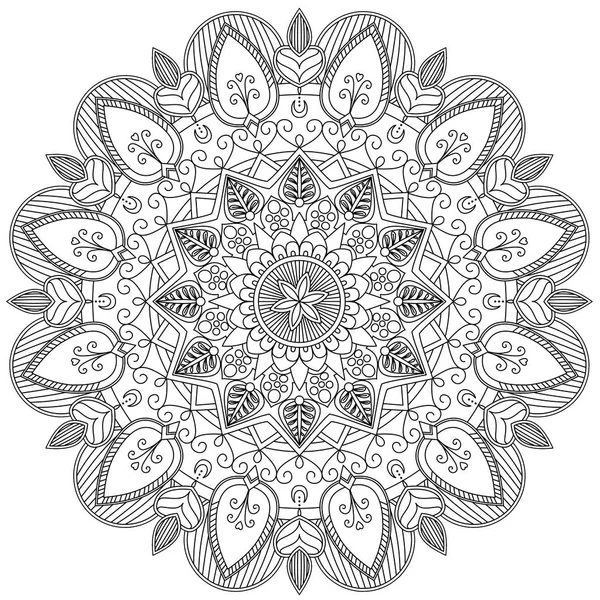 Mandala Komplizierte Muster Schwarz Und Weiß Handgezeichneter Abstrakter Hintergrund Dekorative — Stockfoto