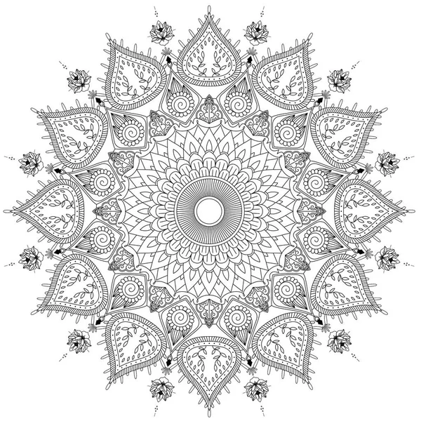 Mandala Modelli Intricati Bianco Nero Sfondo Astratto Disegnato Mano Decorativo — Foto Stock