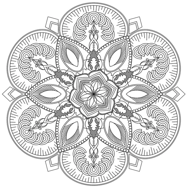 Mandala Karmaşık Desenleri Siyah Beyaz Arka Plan Çekilmiş Dekoratif Retro — Stok fotoğraf