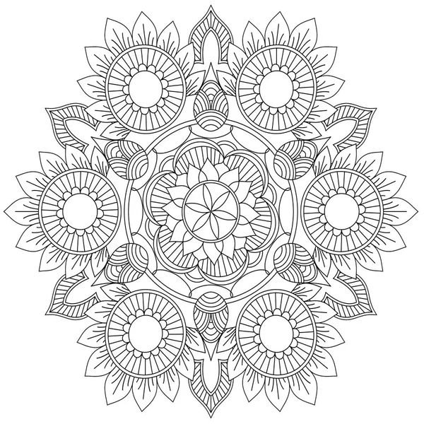Mandala Skomplikowane Wzory Czarno Białe Ręcznie Rysowane Streszczenie Tło Dekoracyjne — Zdjęcie stockowe