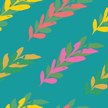 turquoise seamless leaves watercolour pattern design