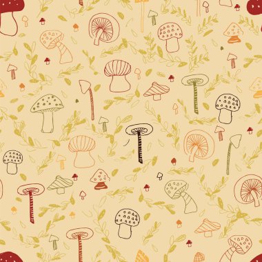 Orman mantarı çizgisi kusursuz desen