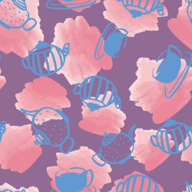 suluboya çaydanlık dikişsiz desen tasarımı