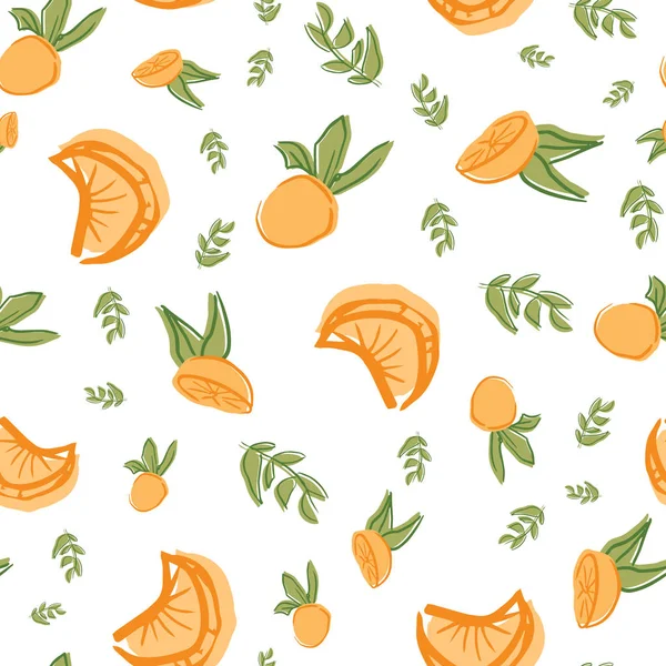 Апельсины с бесшовным повторяющимся рисунком — стоковый вектор