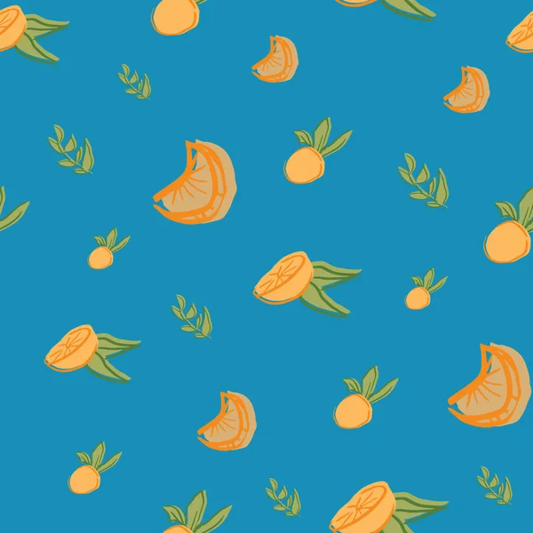 Orange leaf seamless repeat pattern deisgn . — стоковый вектор