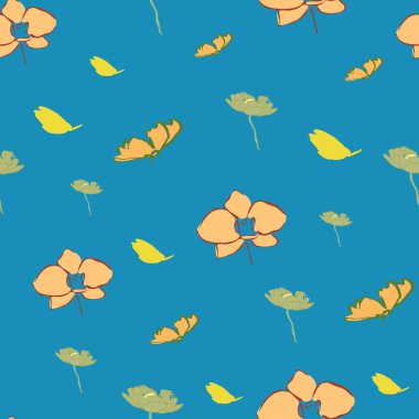 Çiçek çiçeği yaprakları sorunsuz tekrar desen tasarımı.