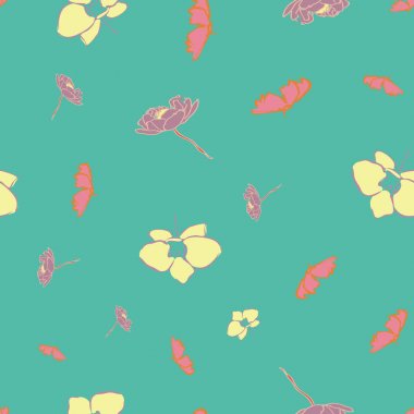 Çiçek çiçeği yaprakları sorunsuz tekrar desen tasarımı.