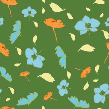 Çiçek çiçeği yaprakları sorunsuz tekrar desen tasarımı.