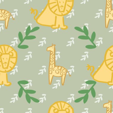zürafa aslan sorunsuz tekrar desen tasarımı