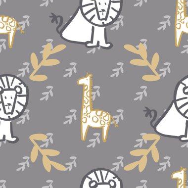 zürafa aslan sorunsuz tekrar desen tasarımı