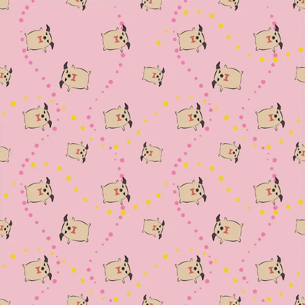 Pug Dog Bow Tie Spots αδιάλειπτη μοτίβο. — Διανυσματικό Αρχείο