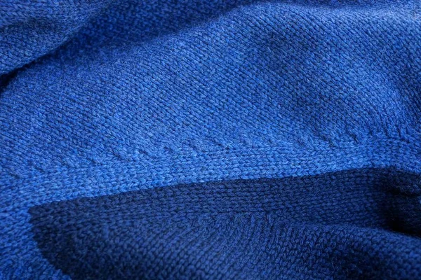 Blå Svart Tyg Textur Från Bit Ylletröja — Stockfoto
