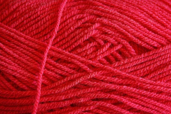 Textura Roja Brillante Hilo Grueso Madeja — Foto de Stock