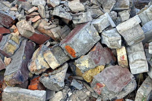 Textura Piedra Gris Ladrillo Roto Basura Montón — Foto de Stock