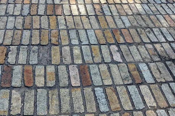 Hnědý Kamenný Pozadí Špinavé Dlaždic Chodníku — Stock fotografie