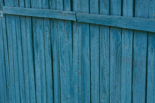 Texture Bois Bleu Vieux Panneaux Clôture Minces — Photo