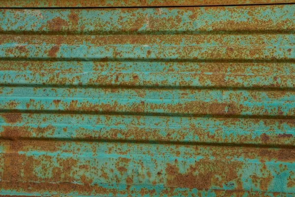 Groen Bruin Textuur Van Metaal Uit Een Oude Roestige Muur — Stockfoto