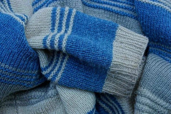 Textura Lana Gris Azul Suéter Con Manga —  Fotos de Stock