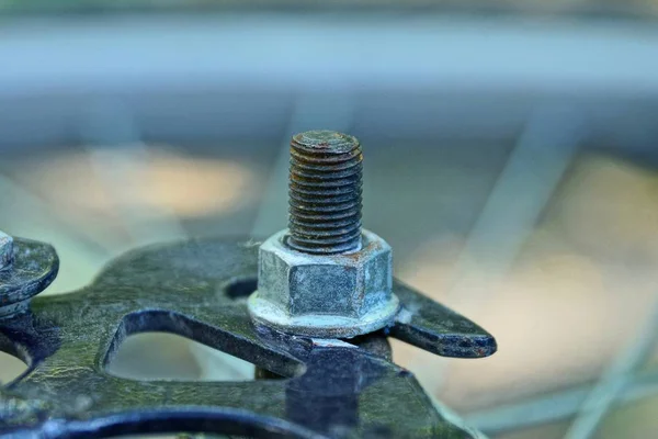 Porca Aparafusada Grande Parafuso Longo Estrutura Ferro — Fotografia de Stock