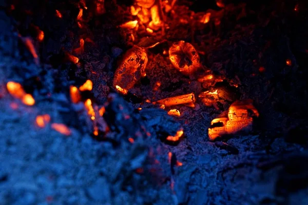 Текстура Красного Голубого Пепла Огня — стоковое фото