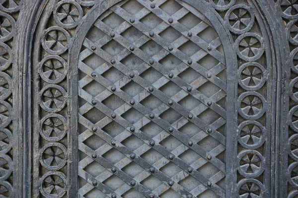 Black Steel Texture Forged Pattern Old Gate — Stock Photo, Image