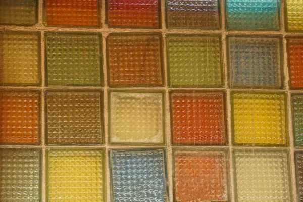 Цветная Текстура Стеклянных Квадратов Стене — стоковое фото