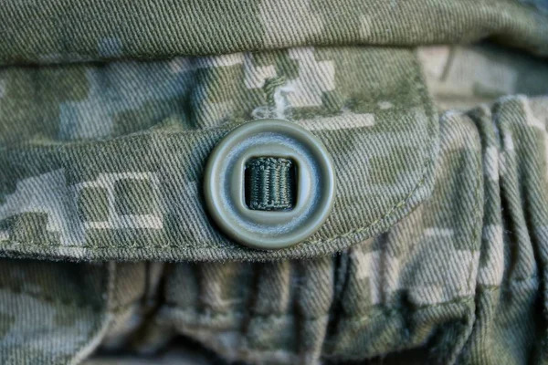 Botão Verde Roupas Exército Camuflagem — Fotografia de Stock