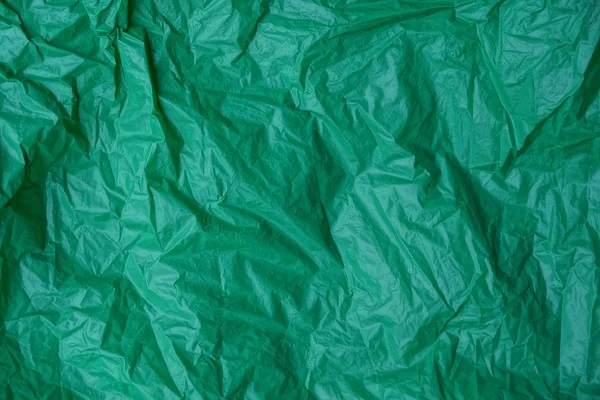 Textura Plástica Trozo Celofán Verde Arrugado — Foto de Stock
