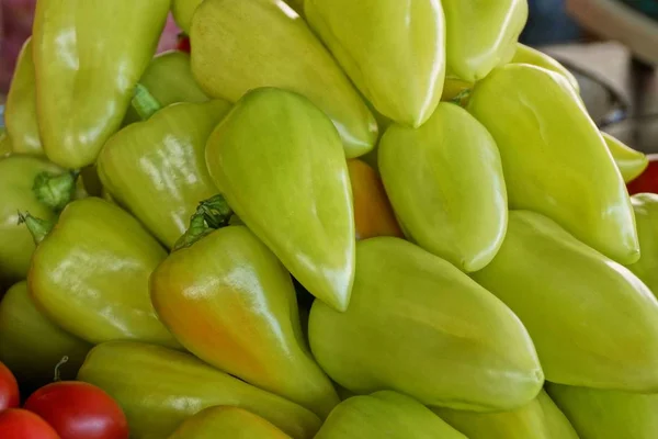 Grön Naturliga Gröna Struktur Paprika Hög — Stockfoto