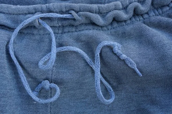 Texture Tissu Gris Avec Une Longue Dentelle Sur Pantalon — Photo