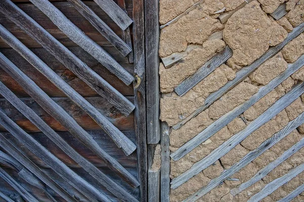 Wooden Texture Gray Boards Dry Clay Wall — Stock Photo, Image