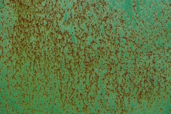 Texture Old Green Rusty Iron Wall Private Building — Stock Photo, Image