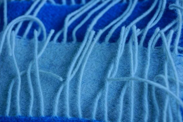 Синьо Сіра Текстура Тканини Вовняна Ковдра Довгими Нитками — стокове фото