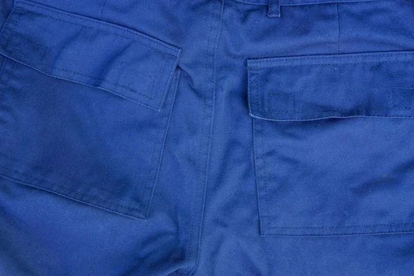 Textura Tecido Azul Calças Com Dois Bolsos — Fotografia de Stock