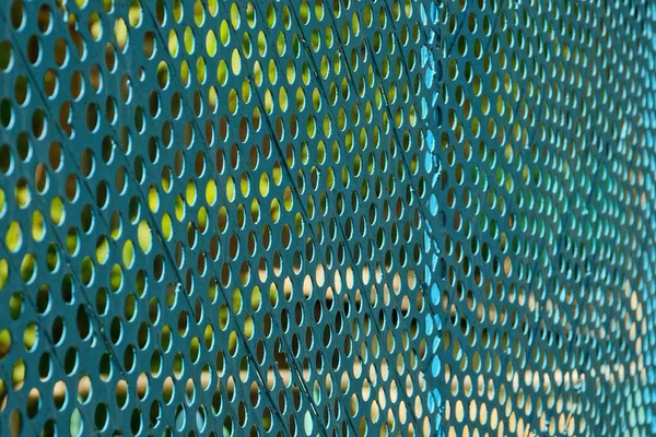Textura Ferro Uma Antiga Grade Azul Esgrima — Fotografia de Stock