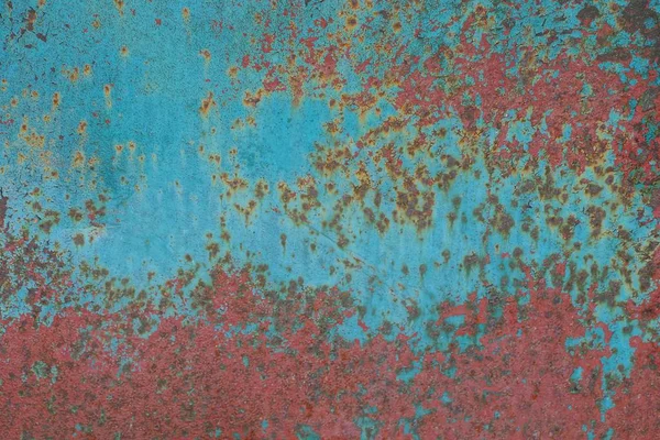 Fundo Vermelho Azul Parede Colorida Metal Velho — Fotografia de Stock