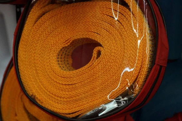 Oranje Kabel Een Transparante Cellofaan Pakket Caravan — Stockfoto
