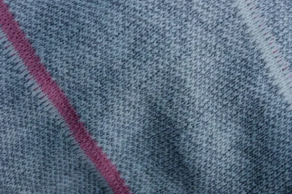 Gray Woolen Fabric Texture Red Stripe — Stock Photo, Image
