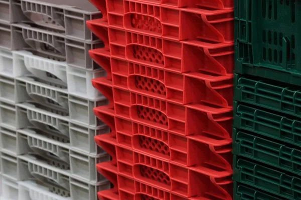 Colored Plastic Texture Row Boxes Stock Photo