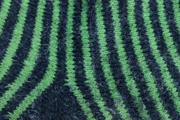 Siyah Yeşil Çizgili Kumaş Dokusu Üzerinde Çorap Yün Eski Kumaştan — Stok fotoğraf