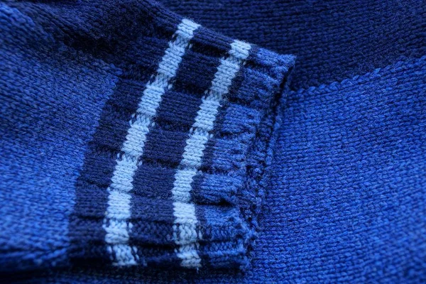 Blauer Stoff Textur Aus Wollpullover Mit Ärmel — Stockfoto