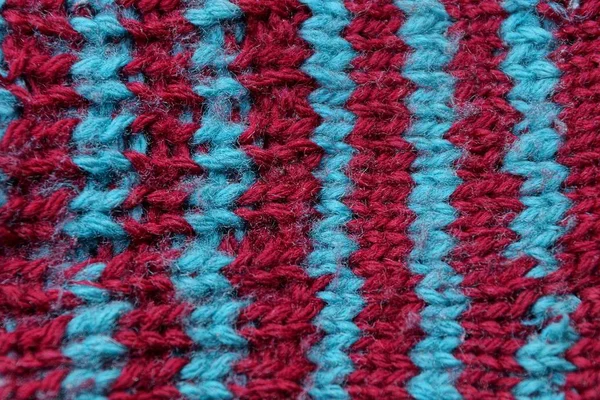 Rosso Blu Tessuto Strisce Texture Lana Vecchi Vestiti — Foto Stock