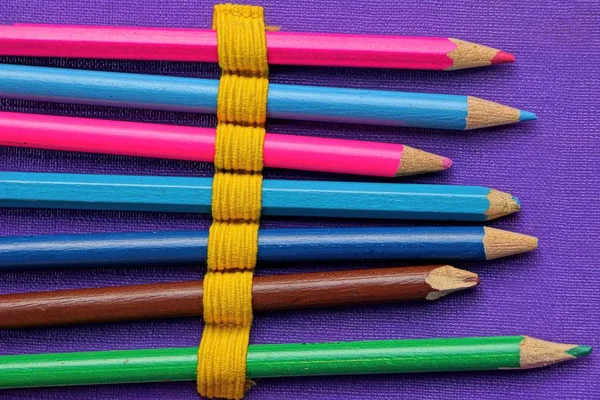 Set Colored Pencils Open Box — Stock Photo, Image
