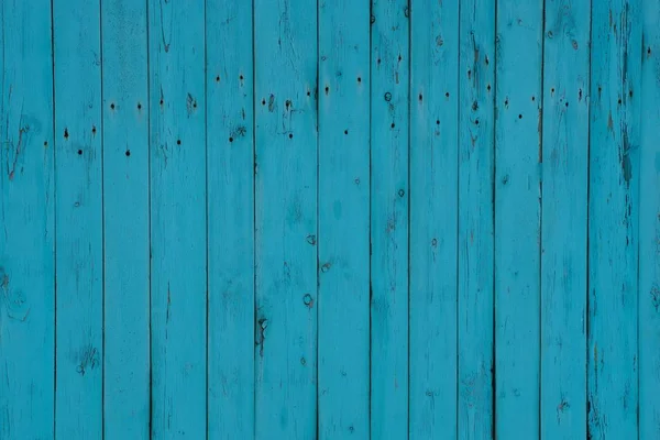 Fond Bleu Bois Une Rangée Planches Dans Mur Clôture — Photo