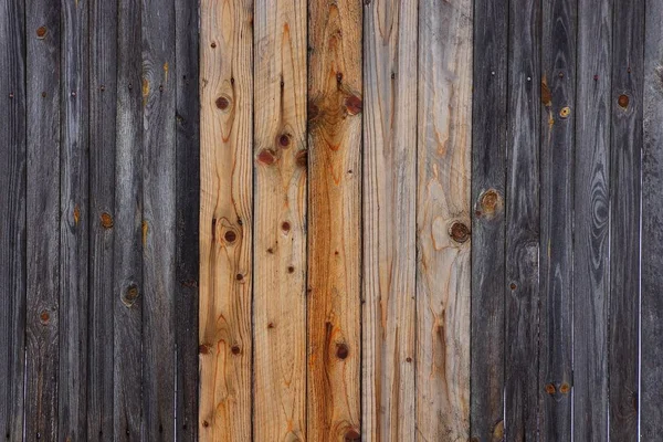 Grå Brun Trä Bakgrund Från Rad Plankor Staket Vägg — Stockfoto