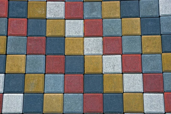 Textura Quadrada Colorida Pedra Lajes Pavimentação Estrada — Fotografia de Stock