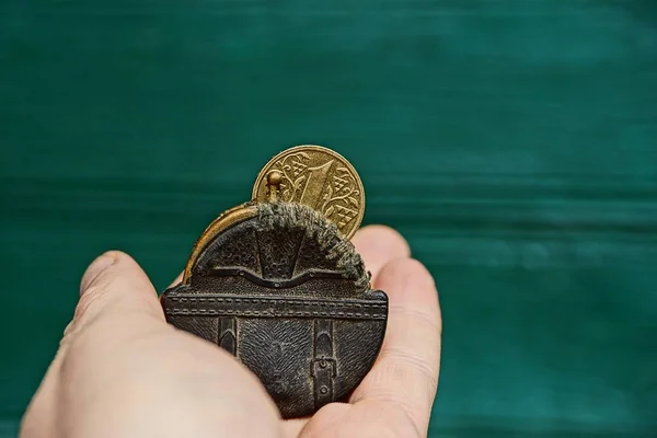 Маленький Гаманець Монета Долоні — стокове фото
