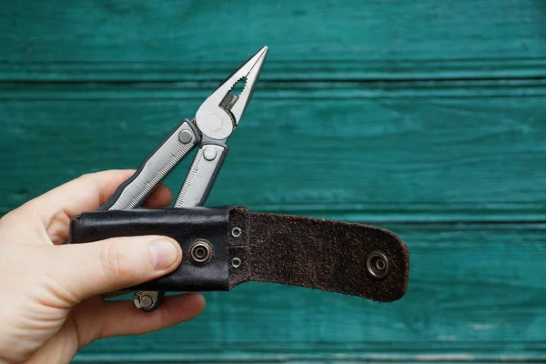 Iron Tool Leather Case Hand — Stock Photo, Image