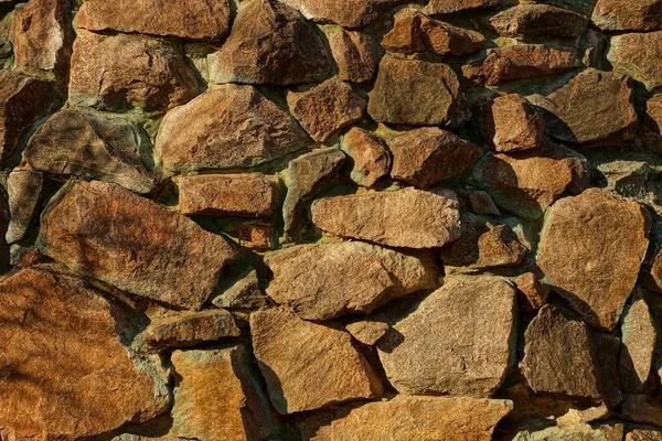 Brown Stone Background Cobblestones Wall Fence — Stock Photo, Image